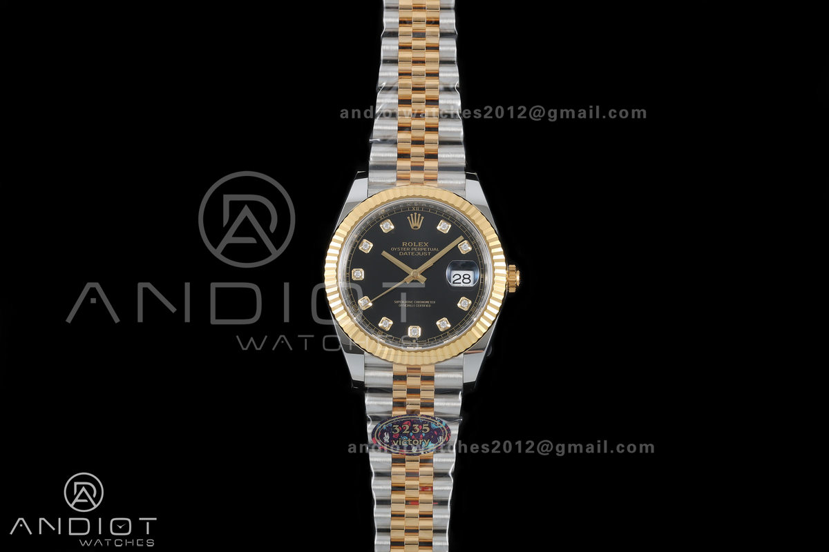 DateJust 41 126333 904L SS/YG VF 1:1 Best Edition Black Diamonds Dial on Jubilee Bracelet DD3235